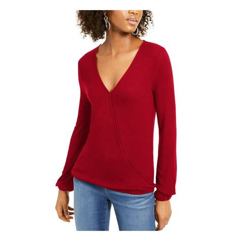 red long sleeve v neck prada shirt women